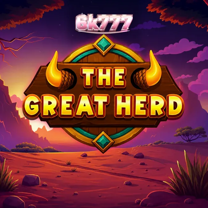 The Great Herd slot game interface showcasing the savanna theme and scatter pays grid.